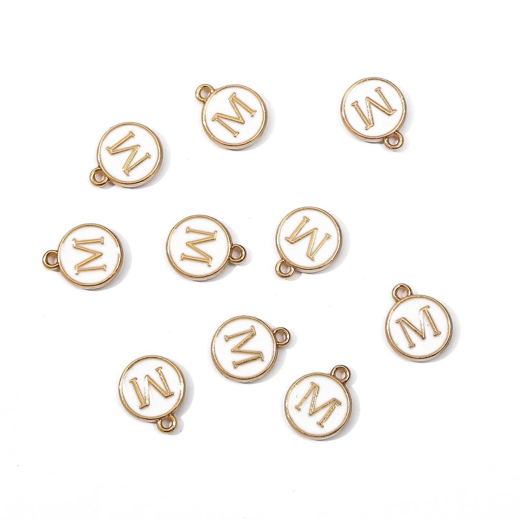 10Pcs Metal Enamel English Letters Charms Pendant For DIY Jewelry Making Necklace Bracelet Accessories