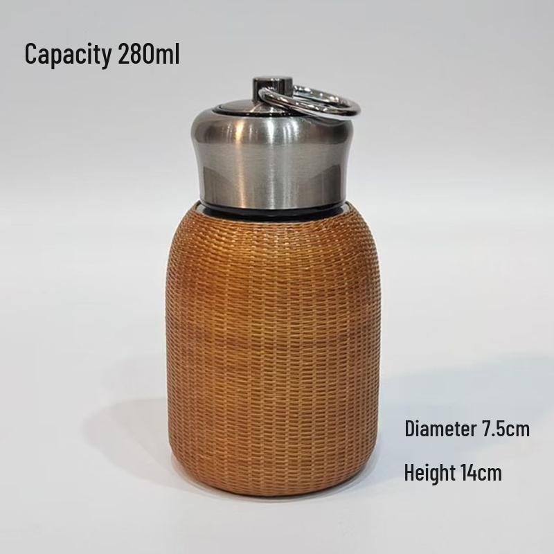 JingJingRS Bamboo Weave Insulated Thermos Cup