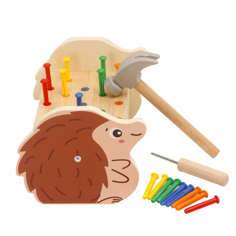 

Montessori Wooden Toy Color Matching Games Hedgehog Color Sticks Puzzle Learning Set Color Recognition Hand-eye Coordination