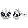 CAOSHI Cute Teen Girl Dainty Stud Earrings with Panda Shape Design Exquisite Lady Daily Wearable Accessories Chic Animal Zircon
