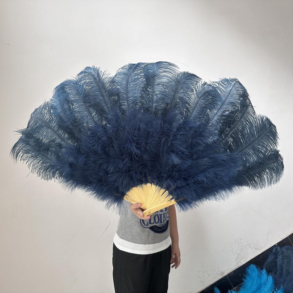 Mixing colour Ostrich Feather Hand Fan 70cm 100cm Fluffy Plumes Fan for Wedding Burlesque Stage Dance Performance Carnival Props