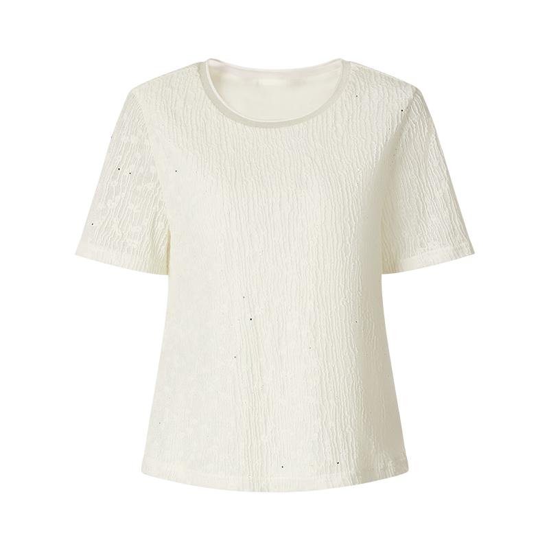 Women s Sequin Textured Round Neck Pullover T-Shirt L