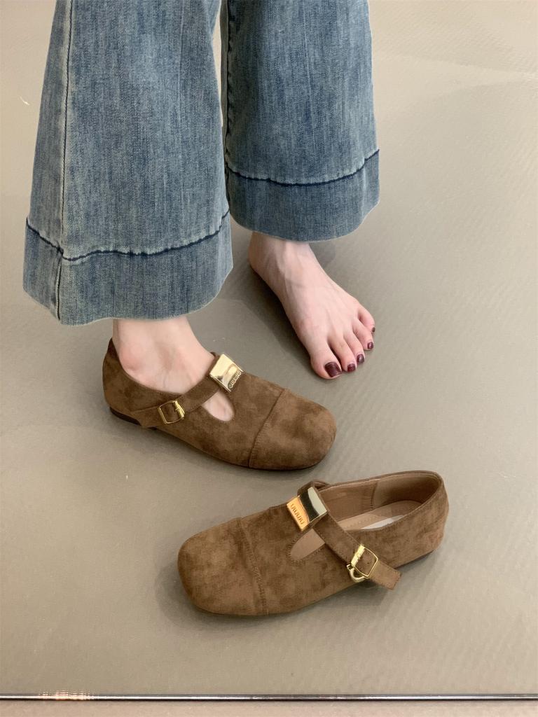 Belt Buckle Flats Driving Mules For Ladies 2024 New Elegant Mary Jane Ballet Shoes Casual Daily Loafers Flat Shoes Zapatos De Mu