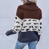 Vintage Fashion Elegant Casual Autumn and Winter Women's Leopard Print Color Collision Long-sleeved Pullover Sweater Women