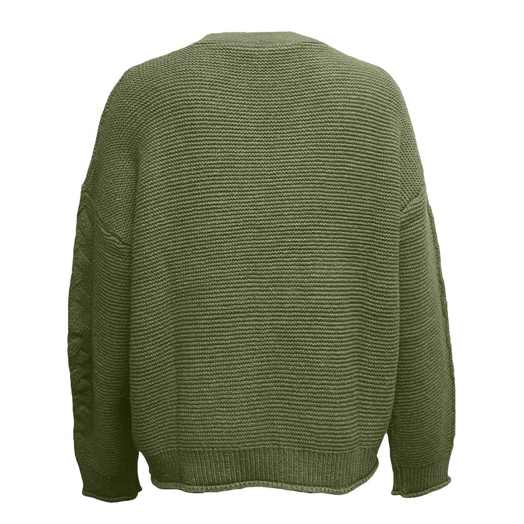 Frauen Casual Zopfmuster Vorne Offen Lose Grobstrick Pullover Strickjacke Langarm Mantel Oberbekleidung