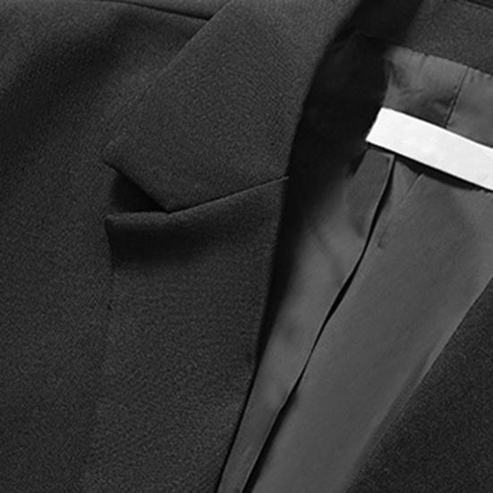 2Pcs/Set Long Sleeve Flap Pockets Single Button Solid Color Men Suit Slim Fit Lapel Blazer Straight Suit Pants Set