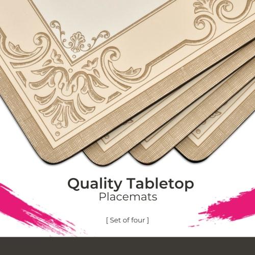 Pimpernel FDC-Fleur De LYS Placemats, Set of 4 - Decorative Cork Placemats with Elegant Motifs and a Protective Finish. Perfect for Everyday Meals, Sp