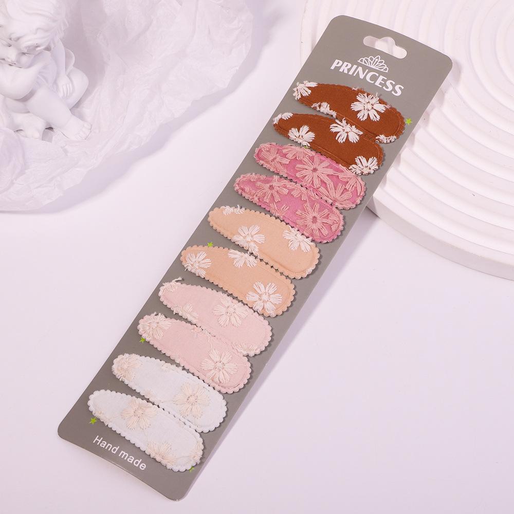 Variety Printing Bb Clip Set Small Fresh Embroidery Edge Clip Macaron Fabric Hair Accessories 2760