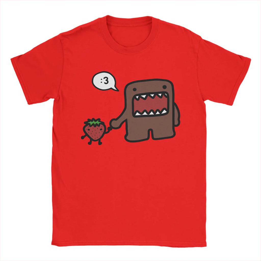 Streetwear TShirt Domo Kun Cotton TShirts Hipster Tee Shirt for Mens Beach Y2K Basic Printed Short Sleeve Clothes