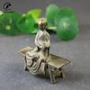 Antique Copper Bench Bodhisattva King Tipitaka Statue Desktop Ornament Buddha Figurine Lucky Feng Shui Home Decoration Crafts