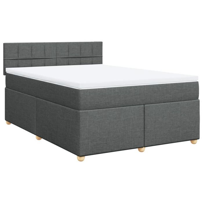 Maison Exclusive - Sommier à lattes de lit avec matelas Gris foncé 140x190cm Tissu