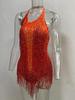 Roter Strass-Quasten-Bodysuit - Nachtclub-Auftritts-Outfit