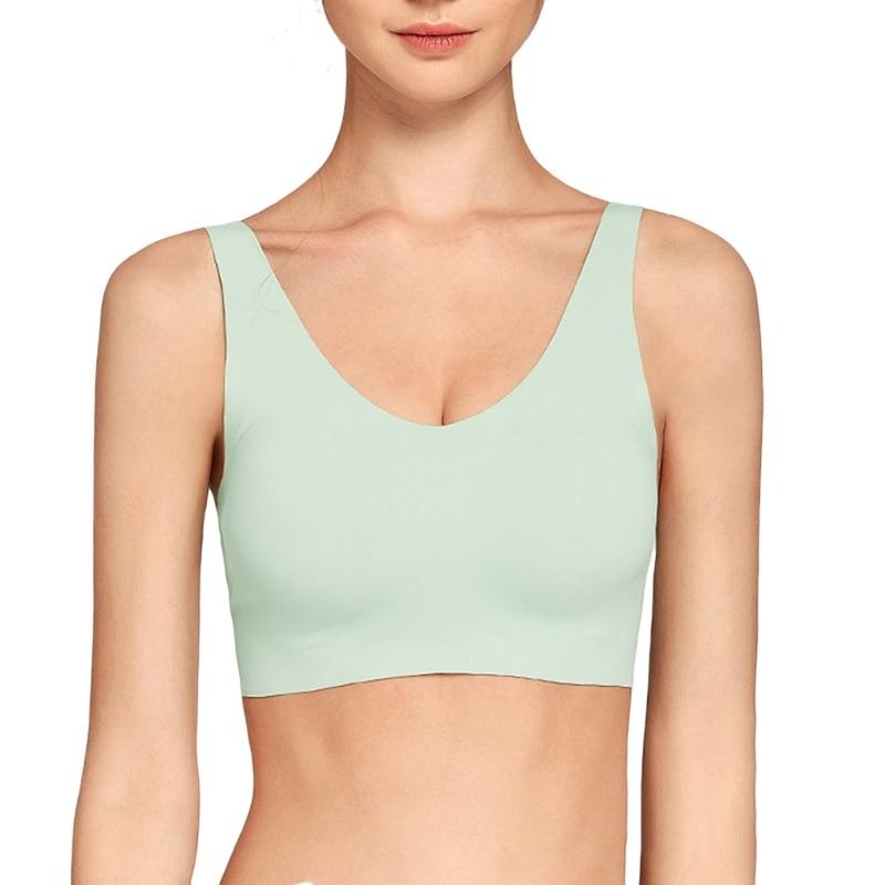 Women Seamless Bra With Gathers Pad Push Up Brassiere Bra Vest Comfortable Bralette Wireless BH