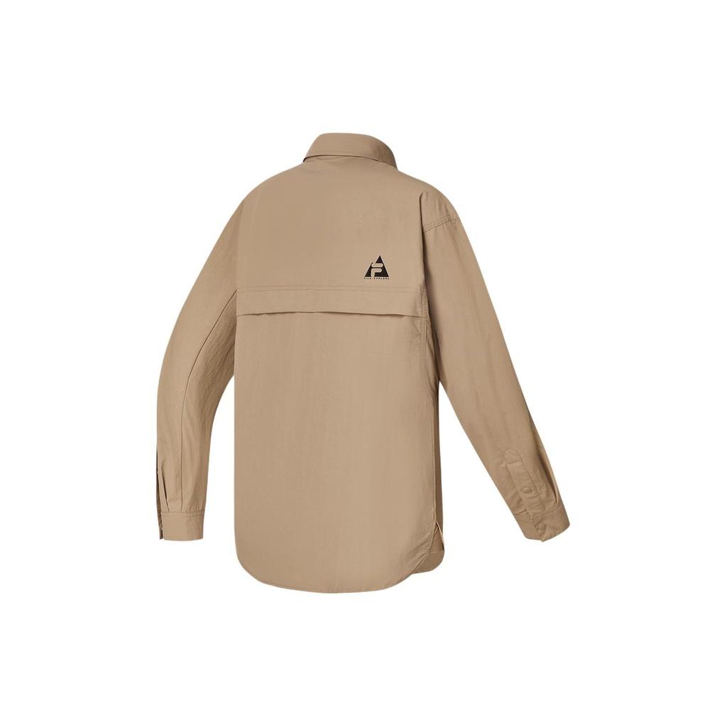 Fila Solid Color Loose Fit Polo Woven Long Sleeve Shirt Men Shirts Malt-Ball A11M417401F-BN