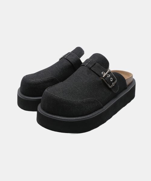 [6FT] BOTO STRAP MULE (Denim Black)