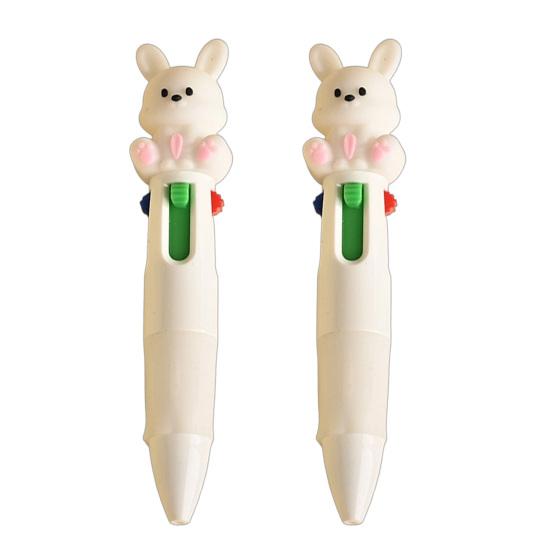 

2Pcs Ballpoint Pen Mini 4-in-1 Multicolor Pen with Cute 3D Doll Toppers Decorations Smooth Writing Stress-Free Portable Pen for Journaling Note Taking L