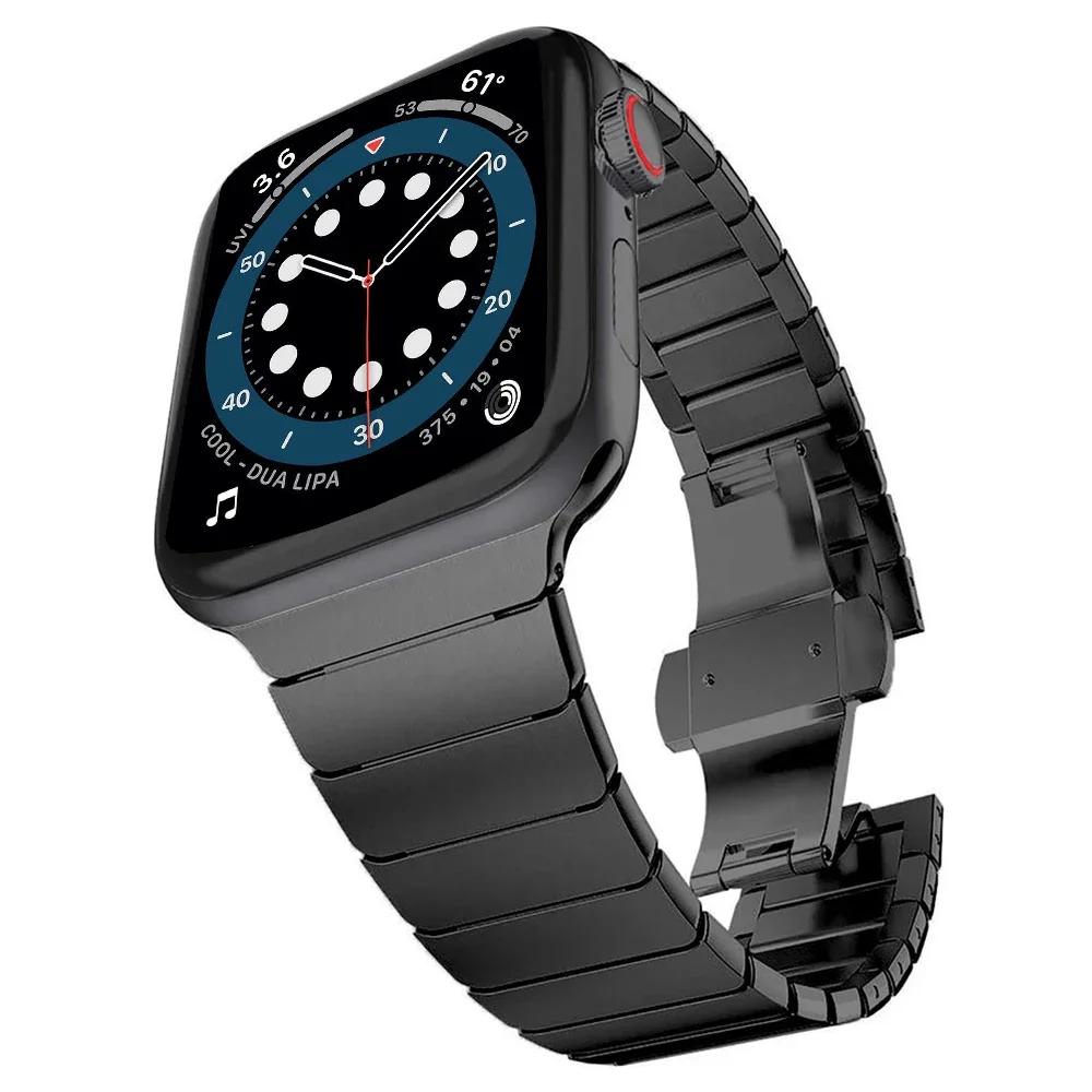 Metal Link Bracelet For Apple Watch Band 45mm 44mm 42mm 46mm 41mm 40mm 49mm Stainless Steel Wristband iWatch 10 9 8 7 6 5 4 Belt