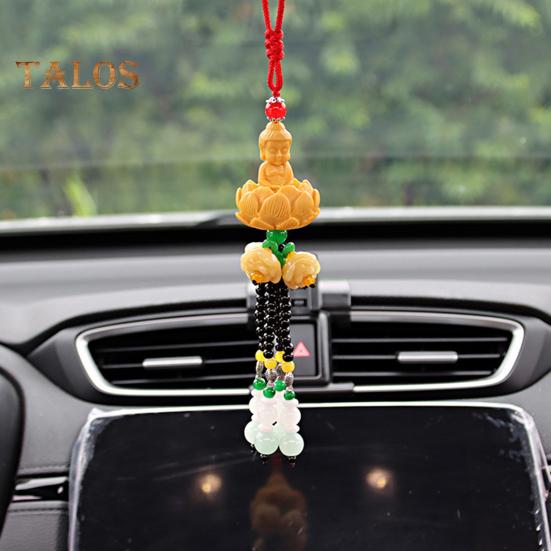 Buddha Pendant Car Hanging Ornament with Lanyard Easy To Hang Car Rear View Mirror Hanging Accessories