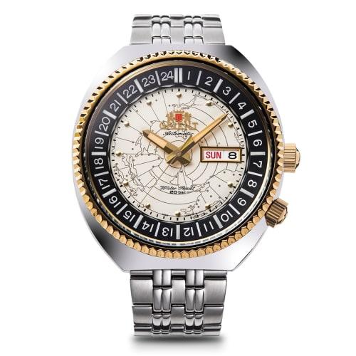 

Orient WORLDMAP Automatic Watch, Contemporary Style, Men s, White/Silver, with Japanese Manufacturer s Warranty, RN-AA0E01S