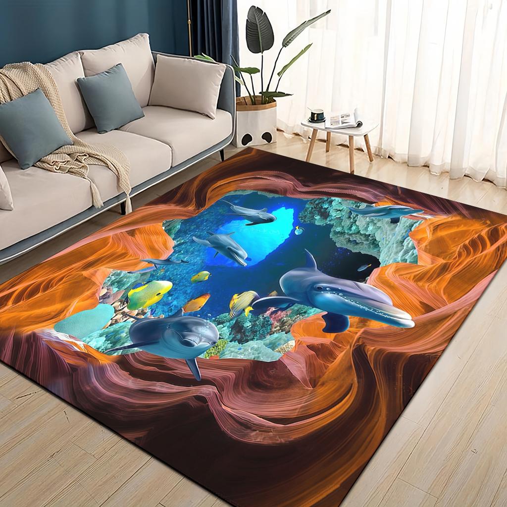 27 Style 3D Illusion Pattern Hallucination Underwater Dino Carpet Rug for Living Room Bedroom Home Sofa,kids Non-slip Floor Mat