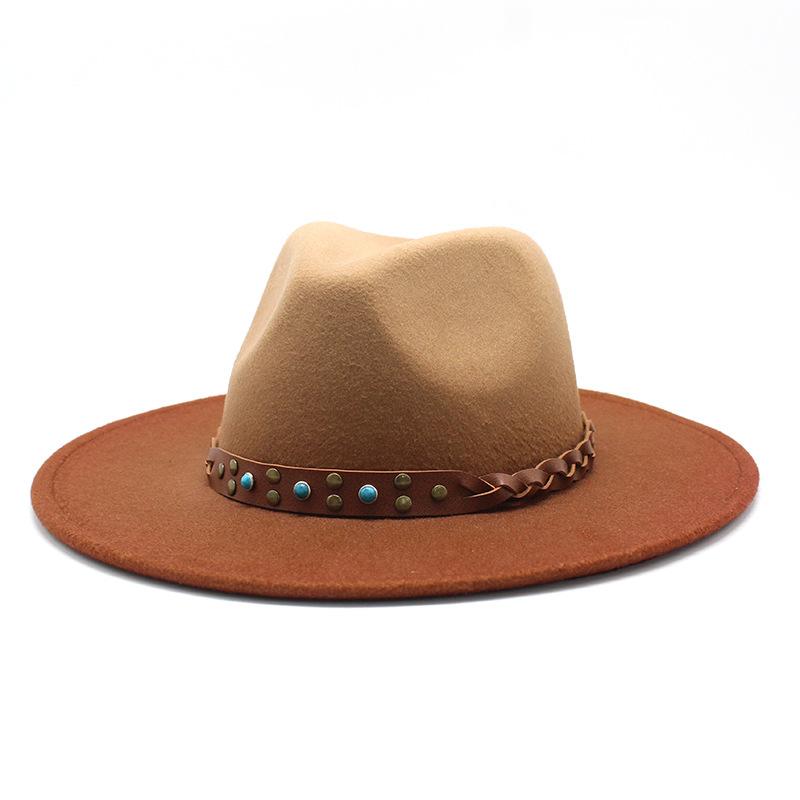 Men And Women Spray Paint Gradual Change Color Woolen Top Hat Jazz Hat