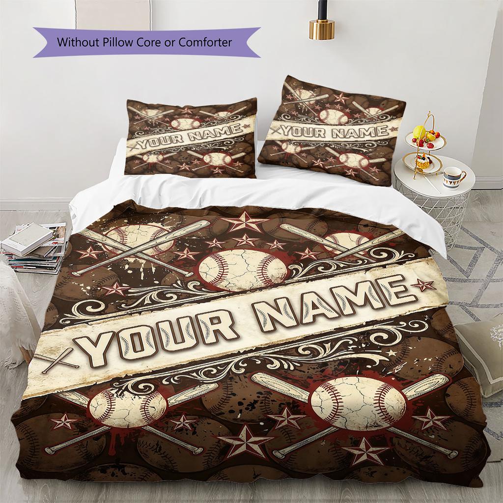 Custom Name,Vintage Sports Pattern Series Pattern Bedding Home Decoration Birthday Gift ( 1 duvet cover + 2 pillowcase, without core),fan merchandise.