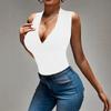 Women's V-Neck Slim Fit Knit Top for Summer Everyday Wear