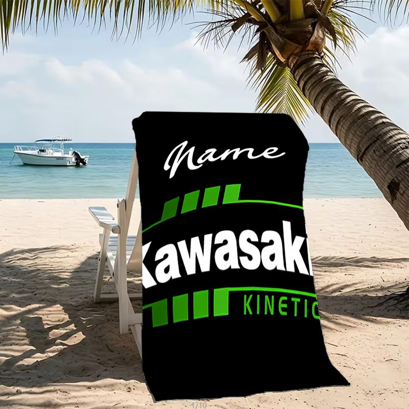 Customizable personalized beach towels Kawasaki themed designs.Suitable for the beach, yoga, sports;ideal as beach accessories