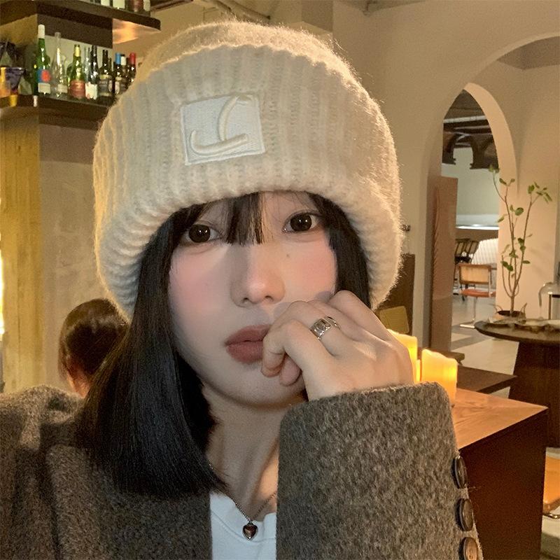 Hat Women's Winter Wool Hat Loose Ear Protectors Stacking Hat Warm Versatile Knitted Hat Student Baotou Cold Hat