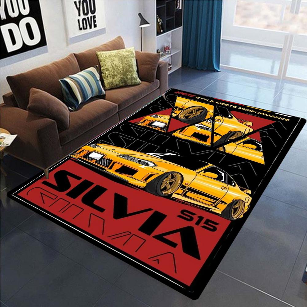 Luxury Retro J-JDM Inspired Car Theme Rug Living Room Bedroom Floor Mat Stylish Sofa Carpet Gaming Room Decor NonSlip Floor Mat