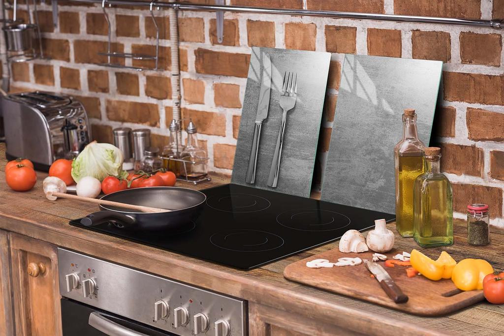 SZKLANA PŁYTA OCHRONNA DO KUCHNI 65x52 SZTUĆCE