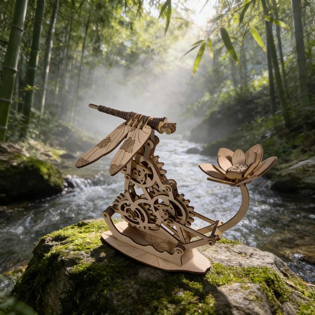 DO-IT-YOURSELF Wooden 3D Puzzle Flying Dragonfly Miniature Kit Imaginative Birthday or Holiday Present Learning Toy Exquisitely Designed
