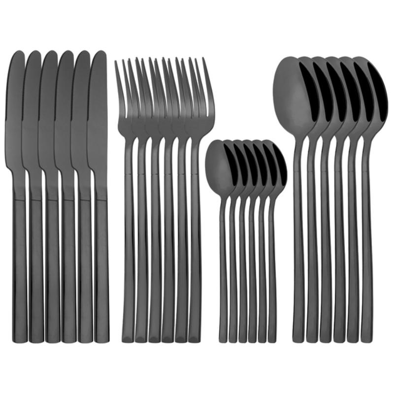 24-teiliges Regenbogen-Besteck-Set mit Halter, 304 Edelstahl, Besteck, Messer, Gabel, Löffel, Geschirr, Party-Küche, Besteck-Set mit Aufbewahrungsregal