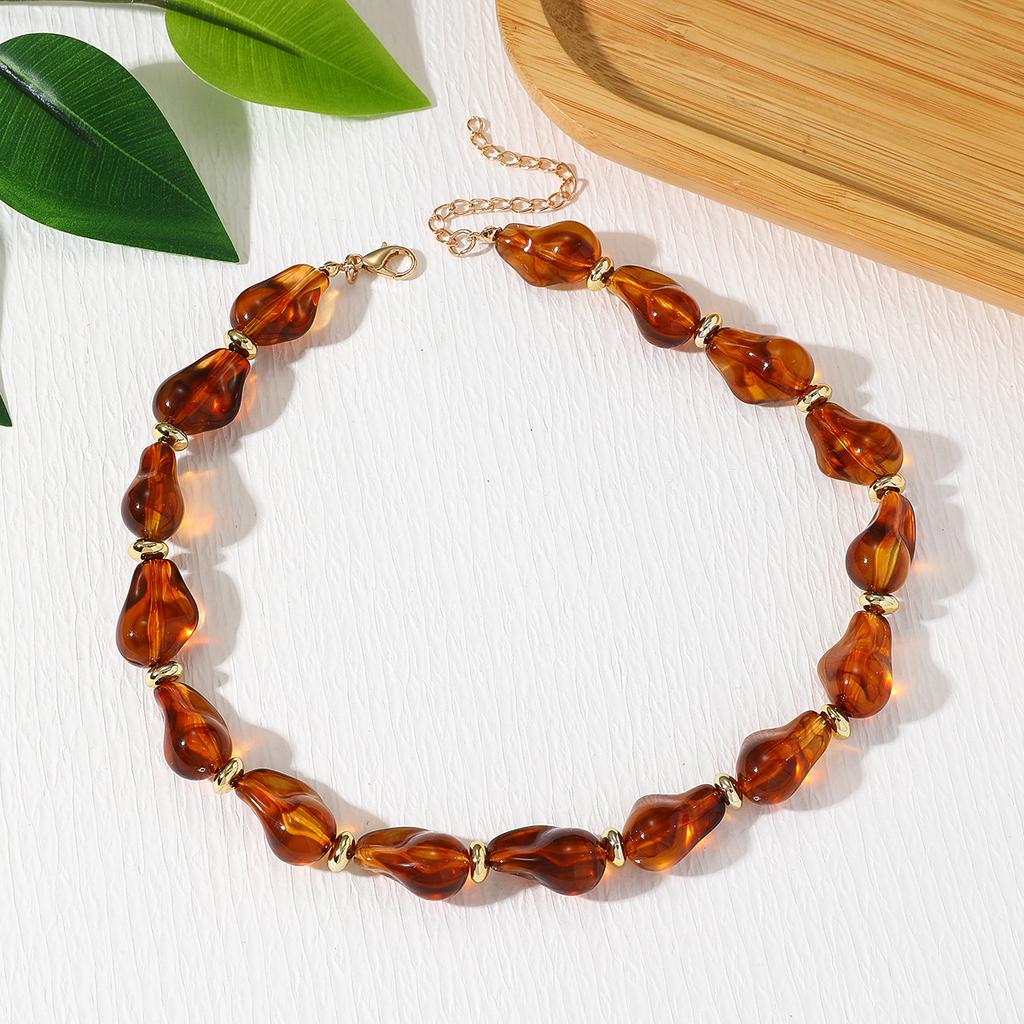 Acrylic Irregular Baroque Beaded Necklace Vintage Women Accessories