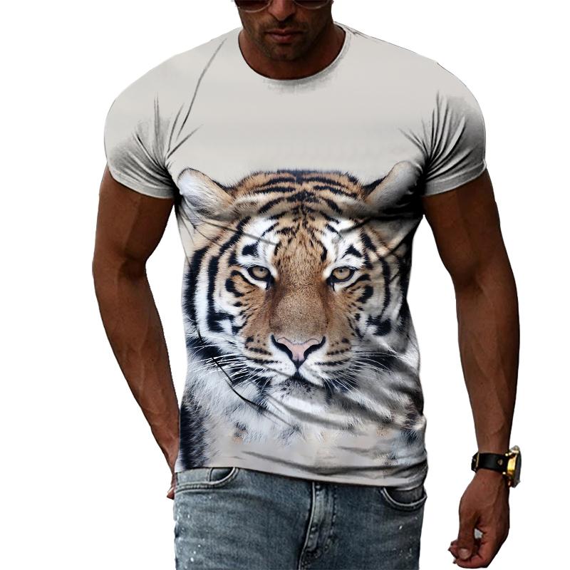 New Year Animal Tiger Graphic T Shirts For Men Summer Fashion Casual Hip Hop Harajuku Style T-shirt 3D Personality Print Tee Top
