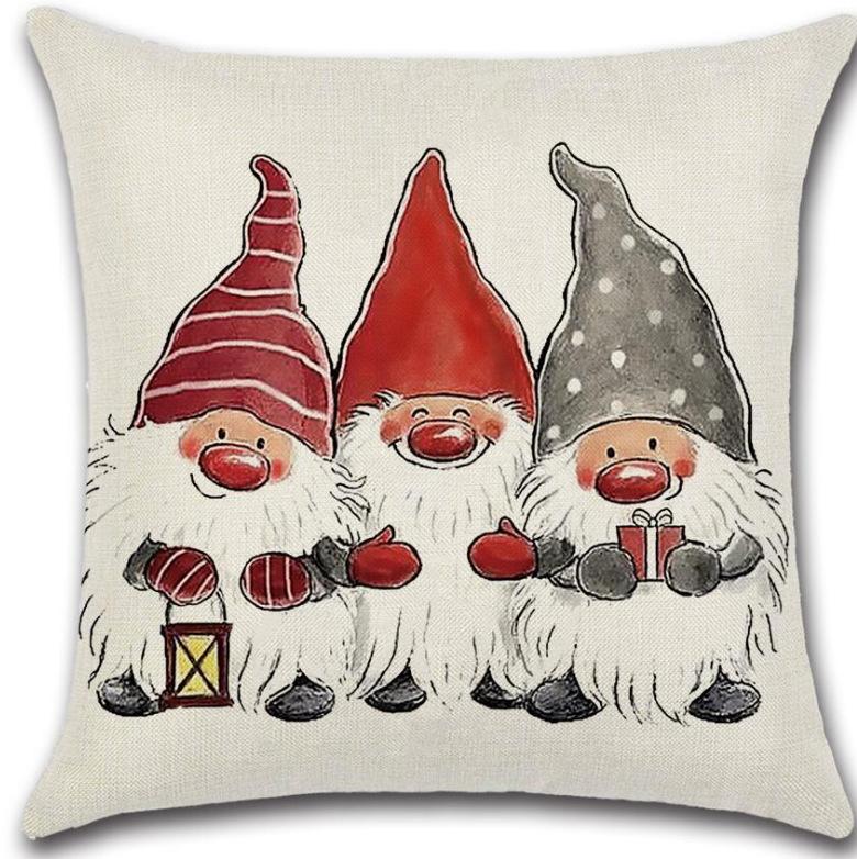 Christmas Deer Cartoon Pattern Throw Pillow Cover With Short Plush Print For Living Room Sofa Decoration Cushion Cover