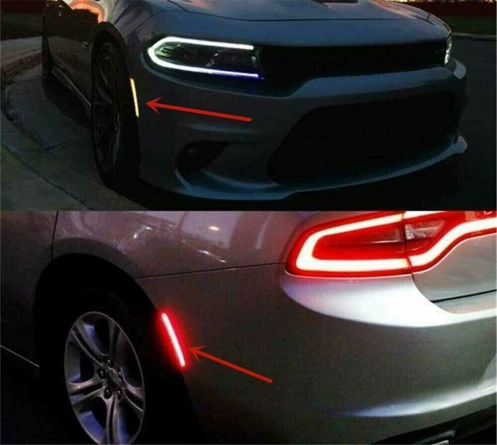 4 Stück LED Seitenmarkierungsleuchten Vorne Hinten Für 2015-2023 Dodge Charger Getönte Linse