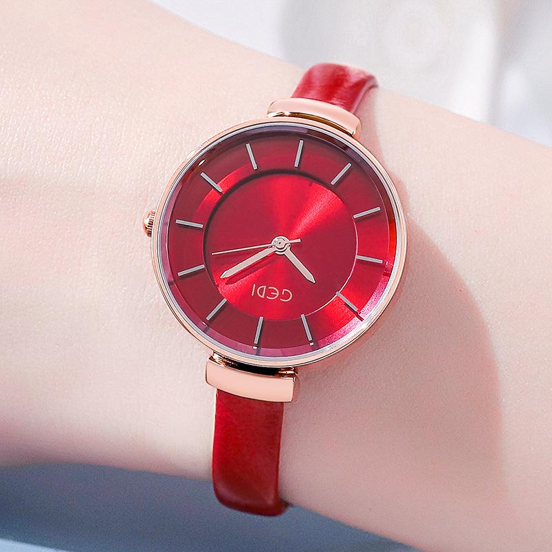 Light Luxury Simple Large Plate Women'S Watch High Value Double-Sided Fine Belt Quartz Belt Waterproof Watch