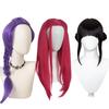 Perucas Cosplay Kpop Hunters Rumi Mira Zoey para Crianças Meninas Anime Hunters Cabelo Longo Roxo Preto Peruca Sintética Trançada Adereço de Fantasia