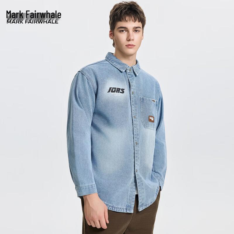 Mark Fairwhale Men's Letter Lapel Denim Jacket