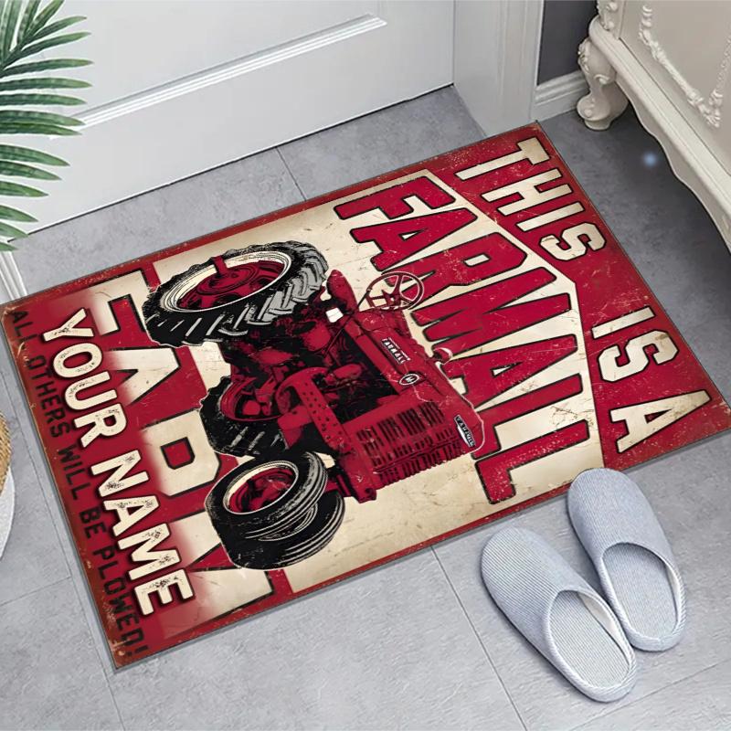 Farmall International Harvester Design Area Rug Personalized Name- Non-Slip, Soft & Cozy Floor Mat for Living Room, Office - Indoor/Outdoor Carpet