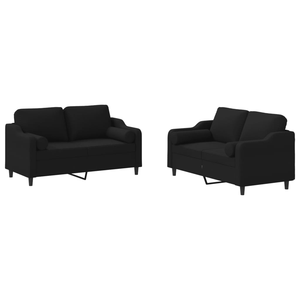 Vidaxl 2-Cz. Relaxation Set With Cushions, Black, Fabric