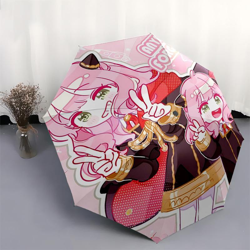 1pc Anya Forger Anime Character Umbrella - Automatic Opening with Foldable Design, Iron Frame, Outdoor Use, Festival Gift for Fans, Travelers, Daily U