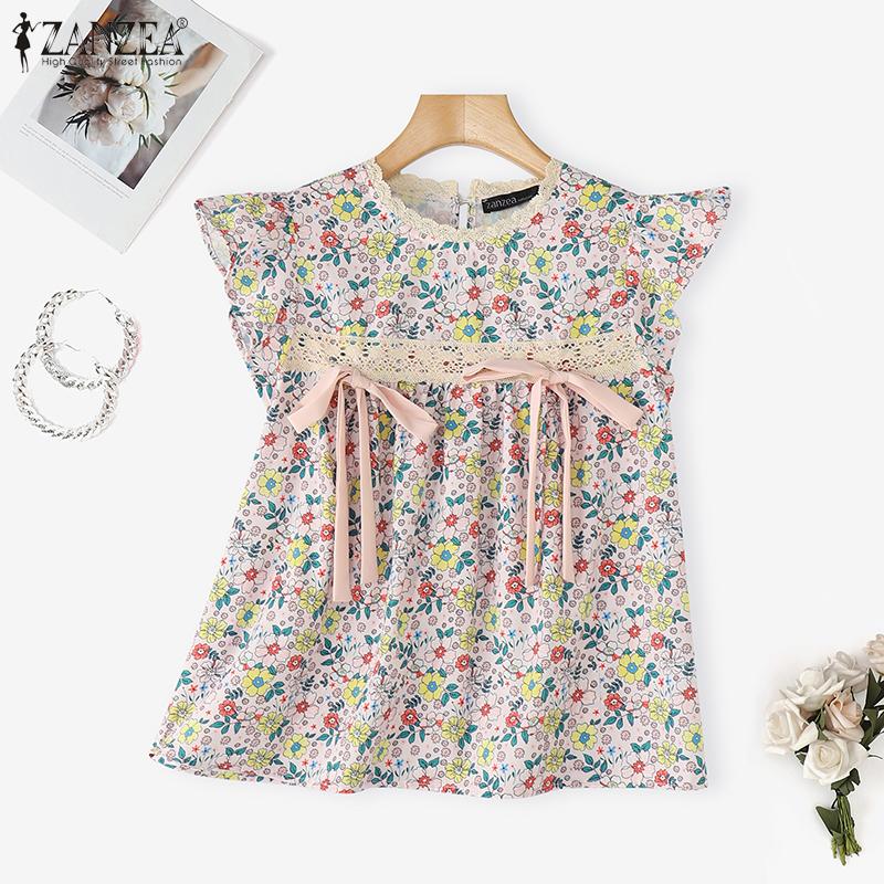 ZANZEA Women Lace Patchwork Casual O-neck Sleeveless Floral Tank Tops