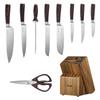 VEVOR Küchenmesser-Set mit Block und Schärfer, 15-teiliges Messer-Set aus hochkohlenstoffhaltigem Edelstahl