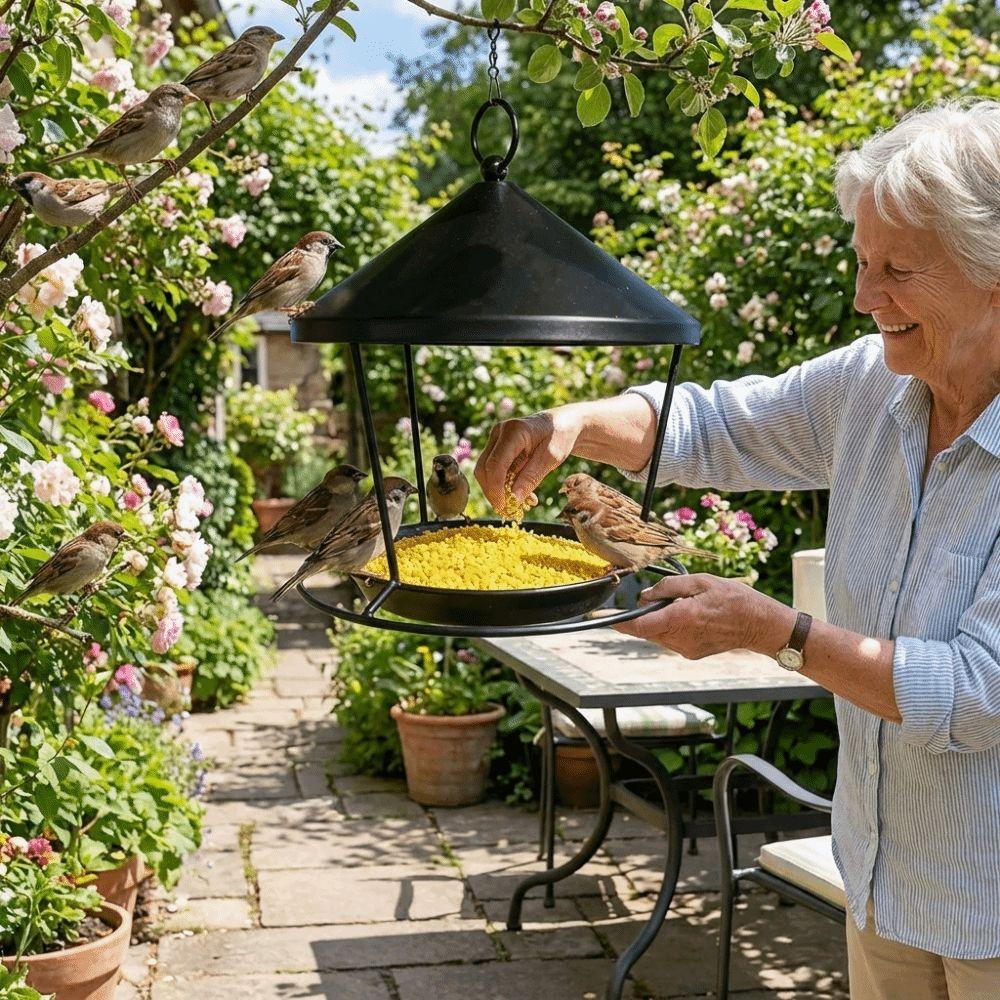 Rustproof Hanging Bird Feeder Spacious Holder Bird Water Bowl Bird Food Container  Patio