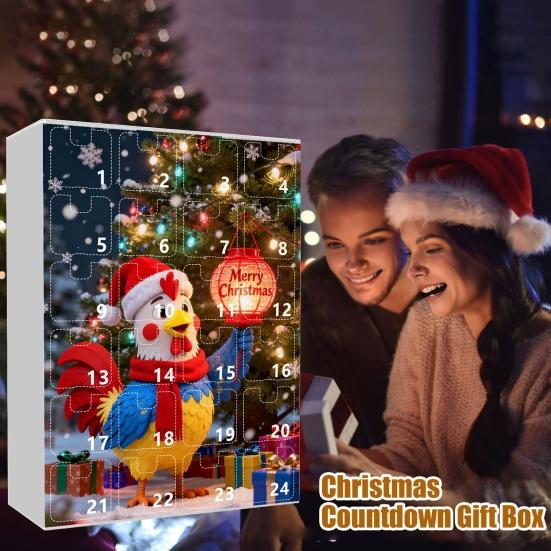 2025 Christmas Chick Advent Calendar 24-Day Countdown Box with Happy Chicken Ornaments Festive Tree Decorations for Kids