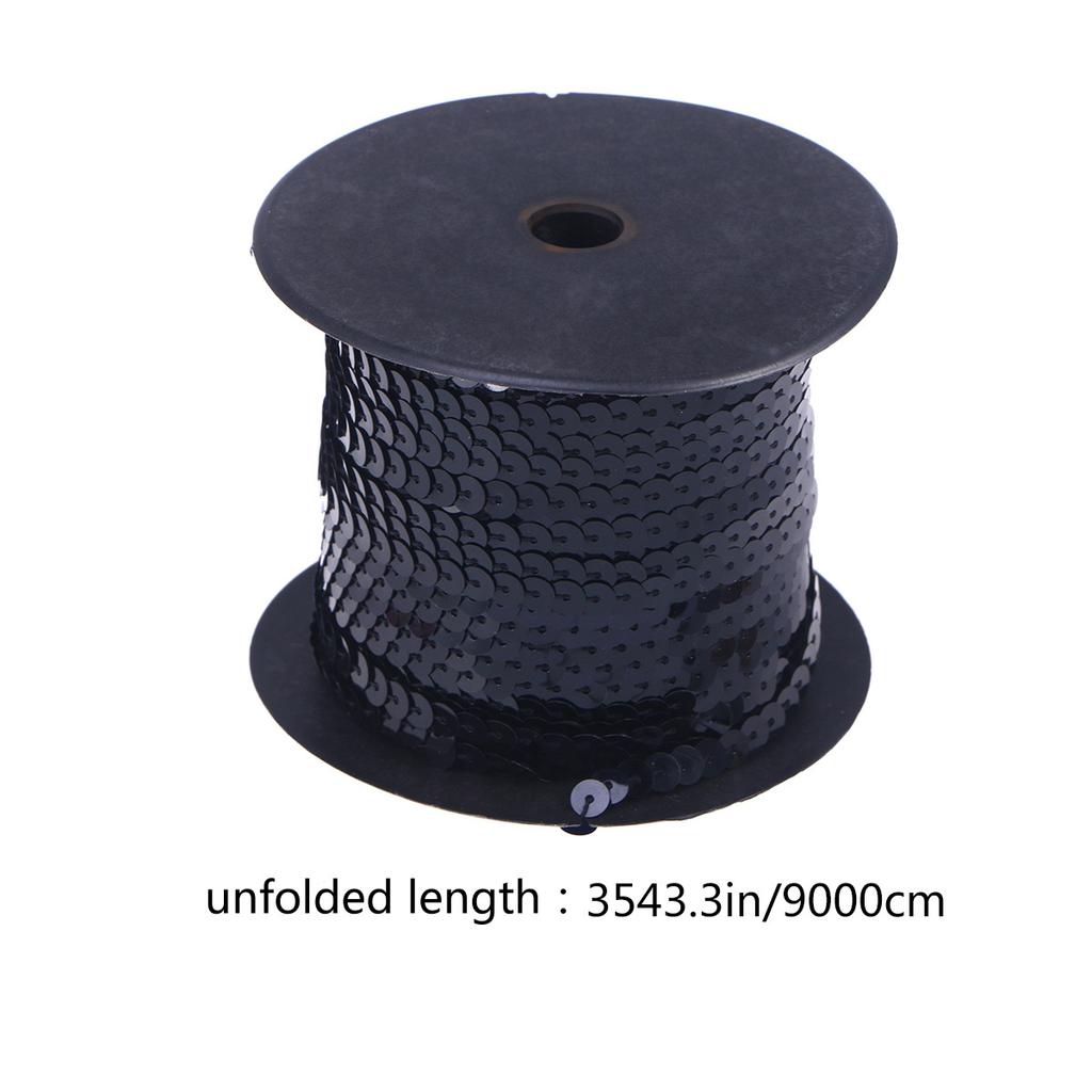 Black 6Mm Flat Spangle Sequin Ribbon Elastic String Sequins for DIY Attire Bridal Wedding Embroidery Textile Decoration