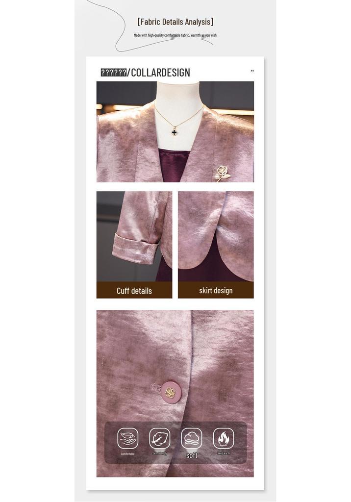 Spring Outerwear: Mother-in-Law's Wedding & Occasion Suit for Middle-aged Women - 2-Piece Top & Dress Set