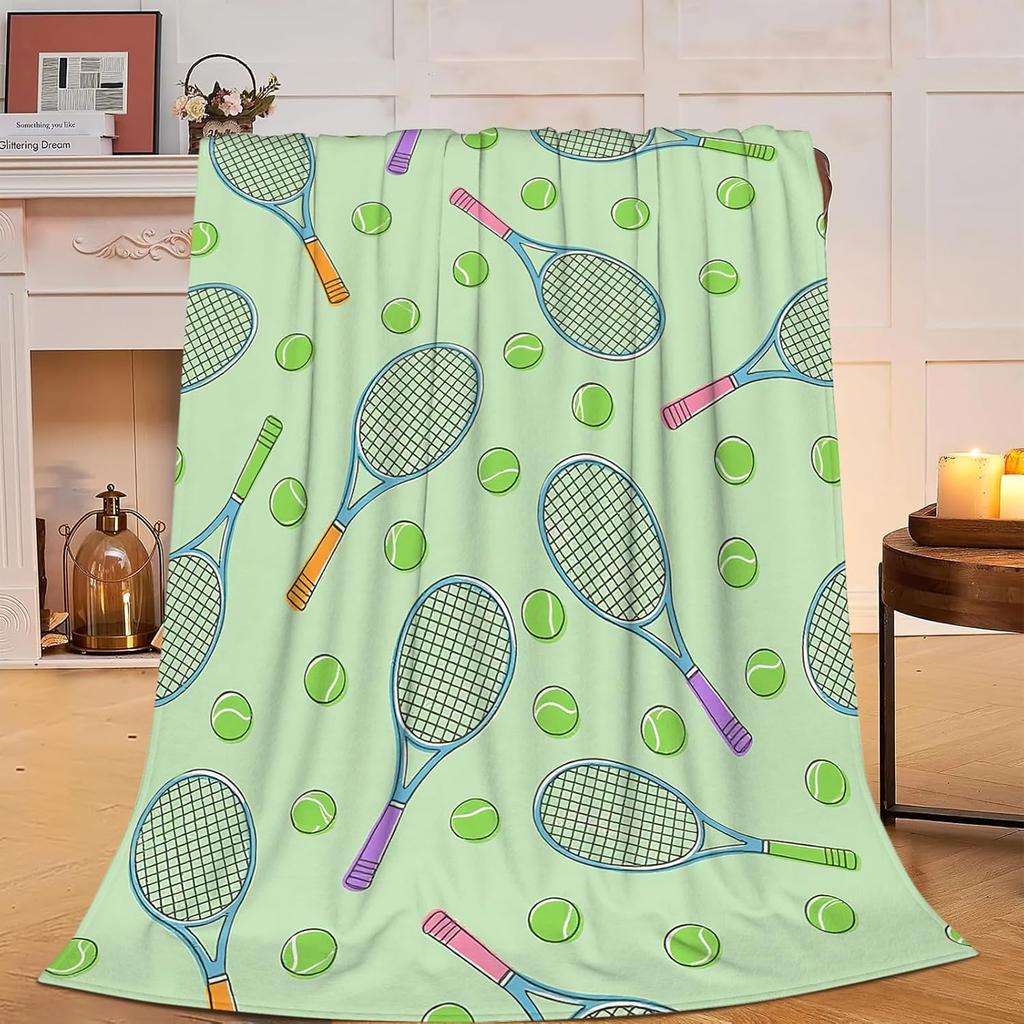 Sports Ball Pattern Throw Blanket Basketball Football Soccer Baseball Design for Kids Room Decor Gift for Him BoyGift